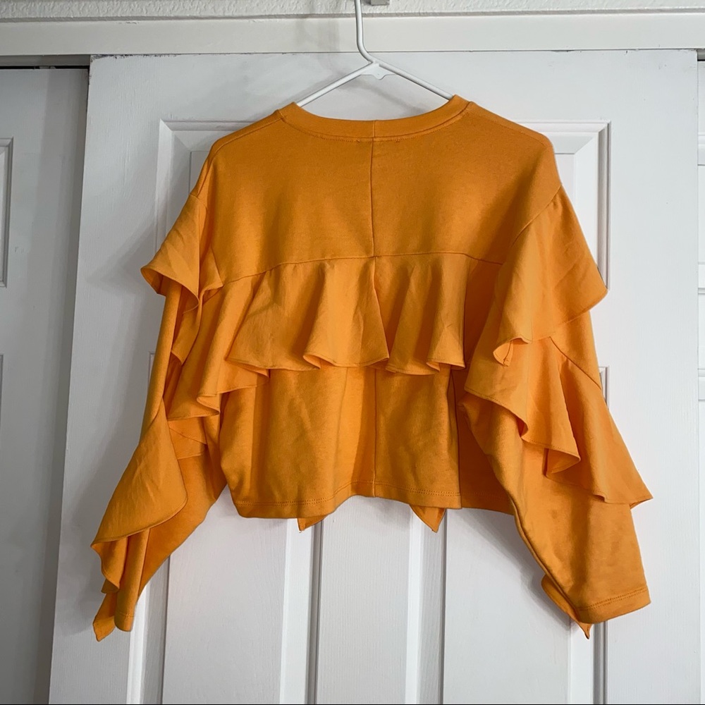 Zara Orange cropped sweater with ruffles - Picture 7 of 9